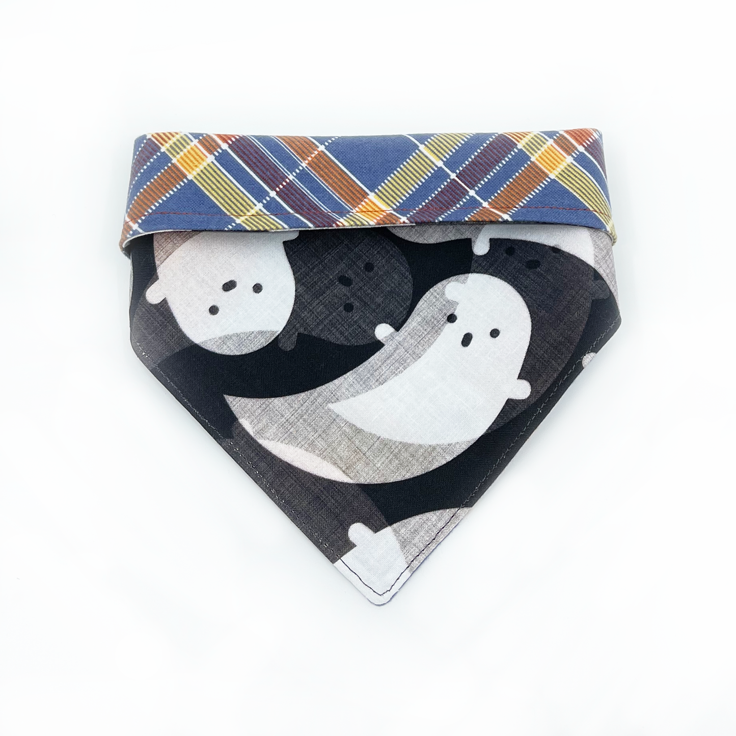 Friendliest Ghost with Plaid Flannel Pet Bandana