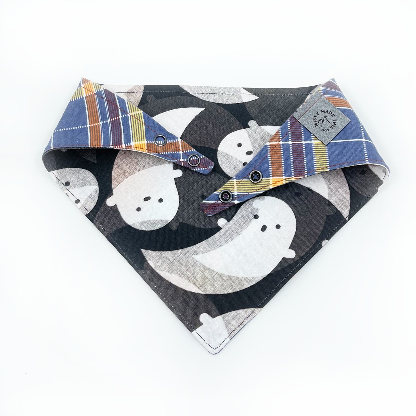 Friendliest Ghost with Plaid Flannel Pet Bandana