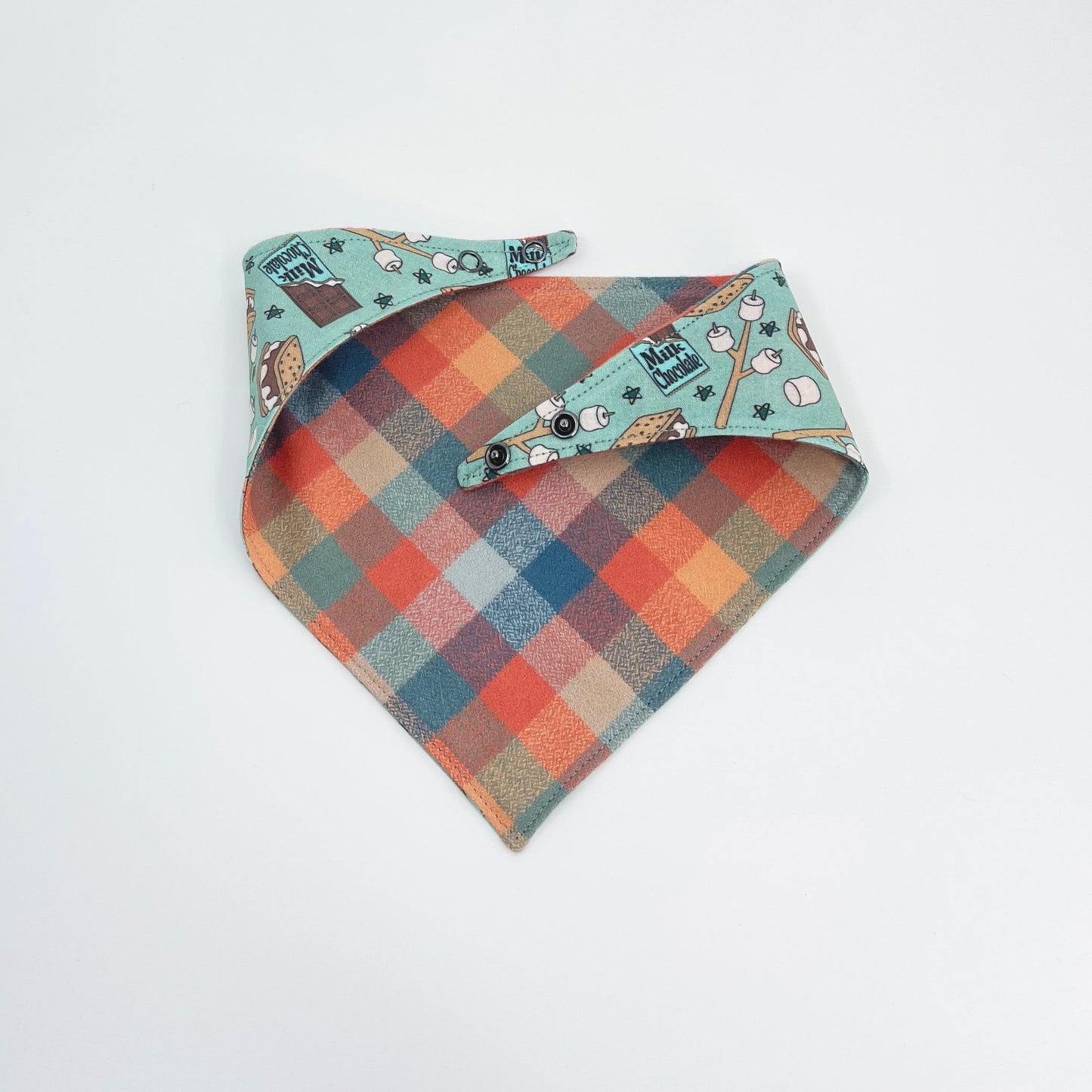 S'more fun with checkered Flannel Pet Bandana