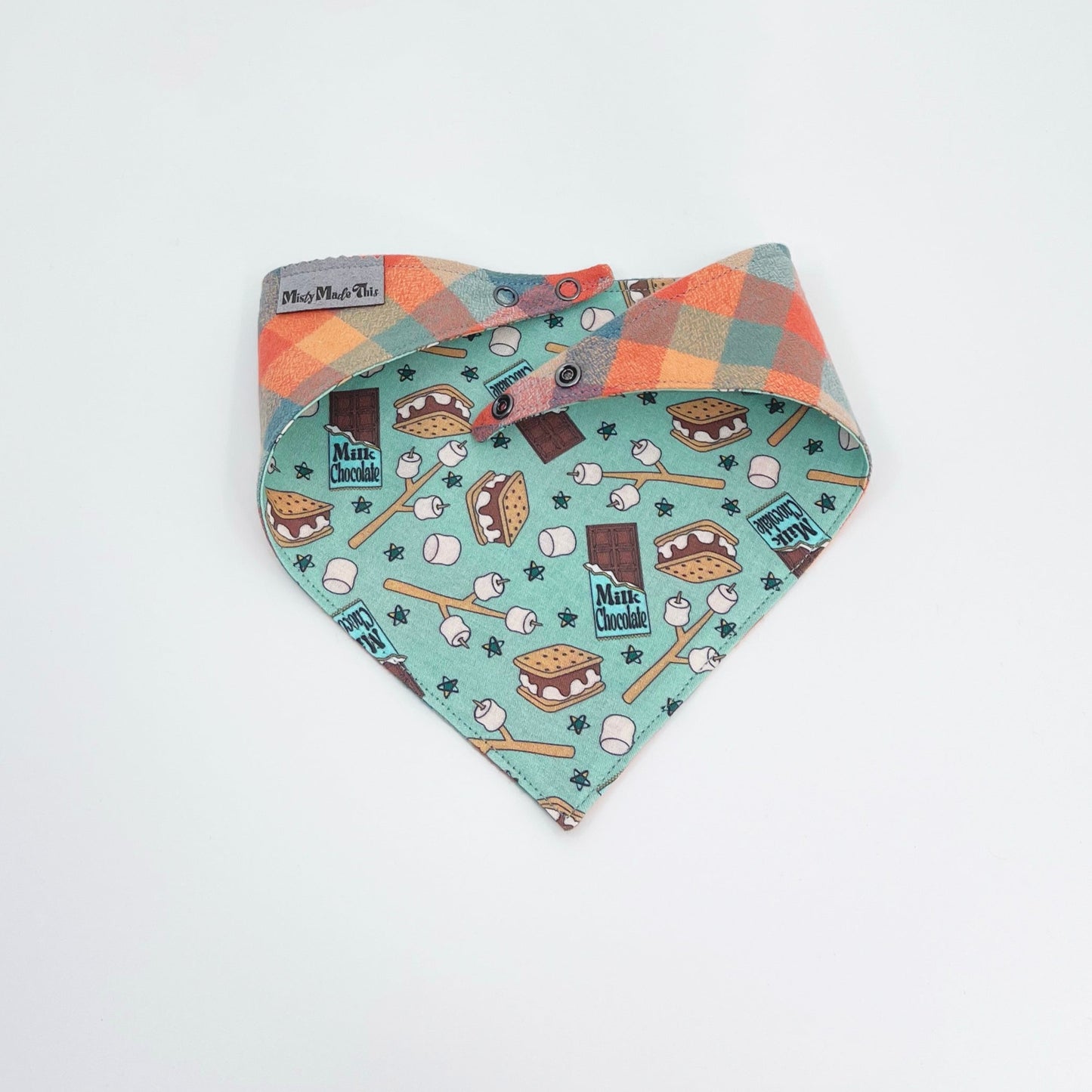 S'more fun with checkered Flannel Pet Bandana