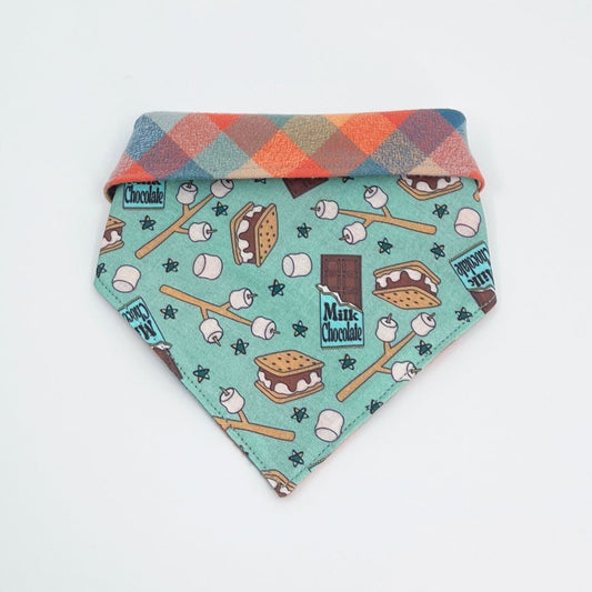 S'more fun with checkered Flannel Pet Bandana
